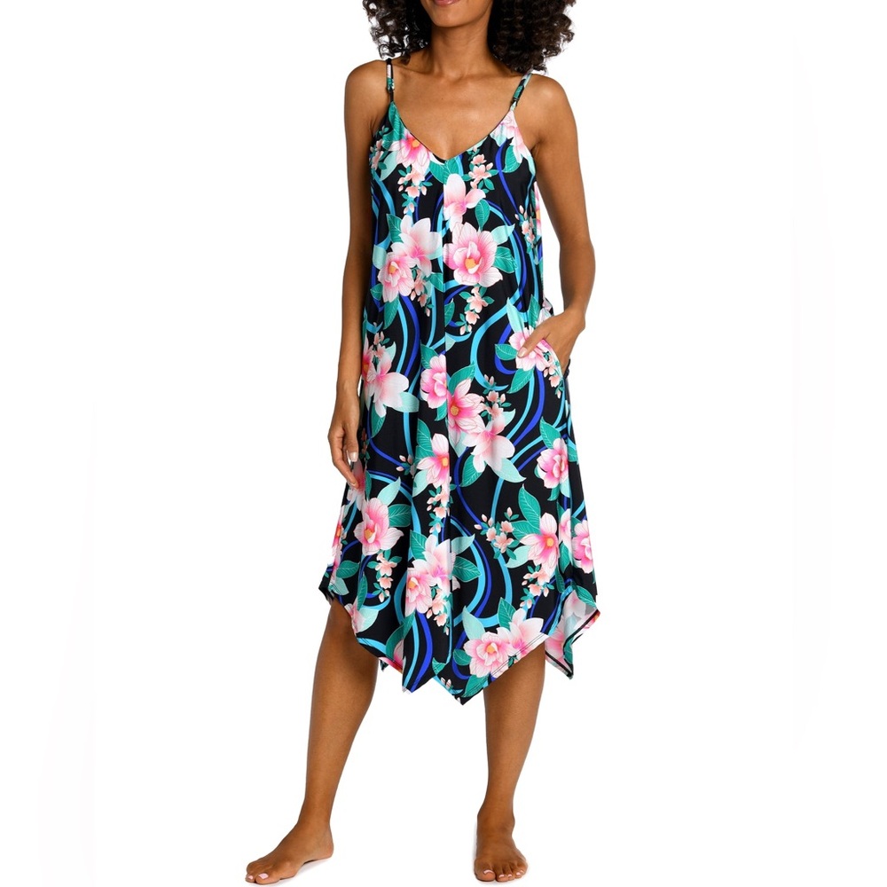 La Blanca Nightfall Blooms Scarf Hem Dress